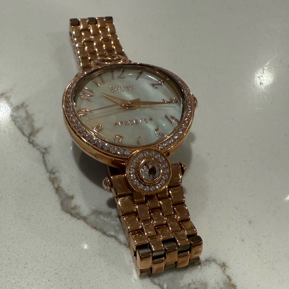 Ecclissi Round Rose Gold Stainless Steel Mother of Pearl Women's Watch - Picture 16 of 16